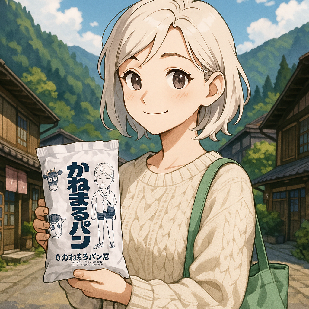 かねまるパン店牛乳パン イメージイラスト